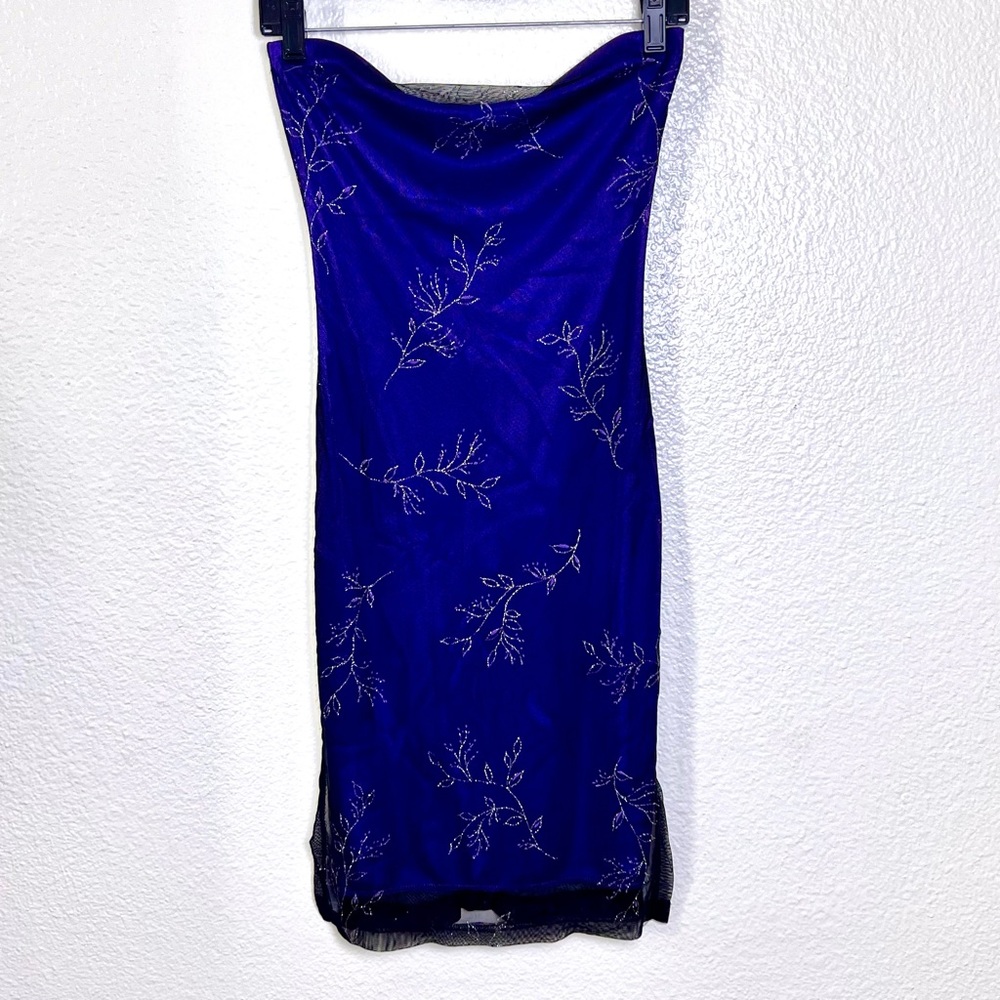 Purple Floral Strapless Cocktail, Prom, Wedding Dress